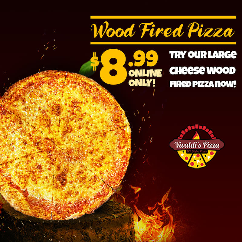 Large Cheese Wood Fired Pizza for $8.99