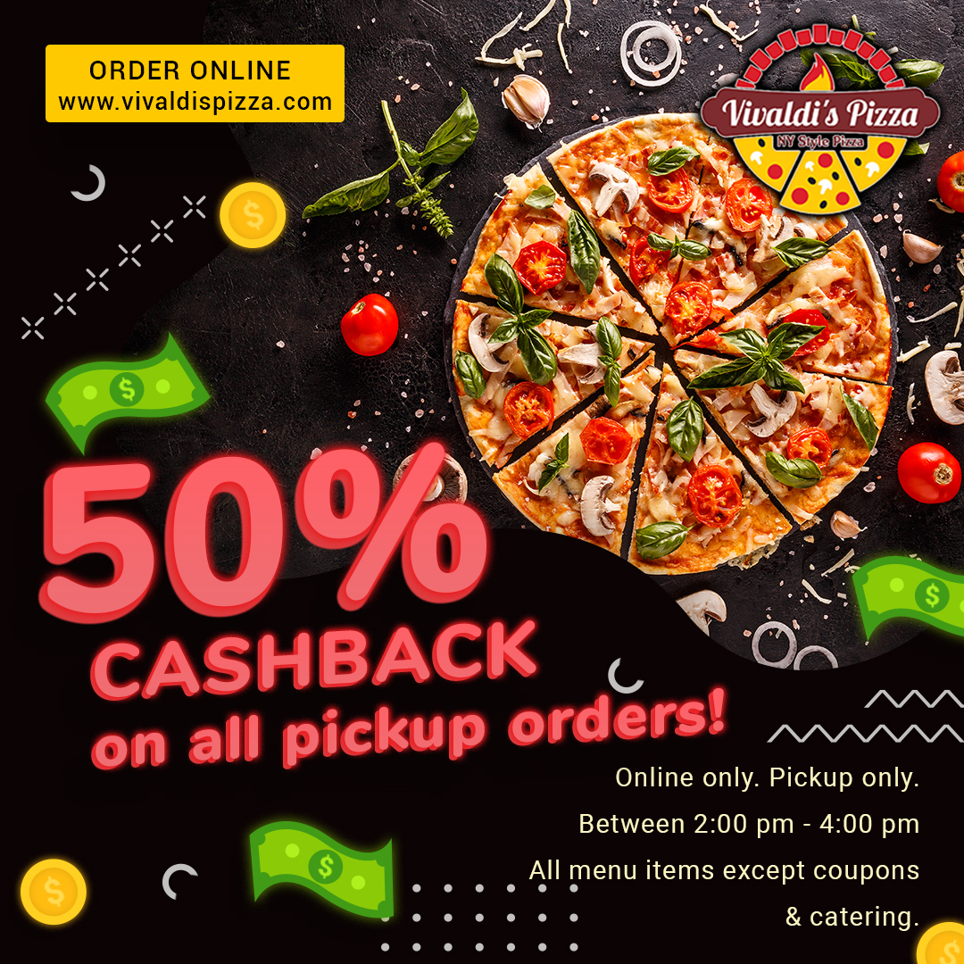 50% Cashback on all pickup orders.